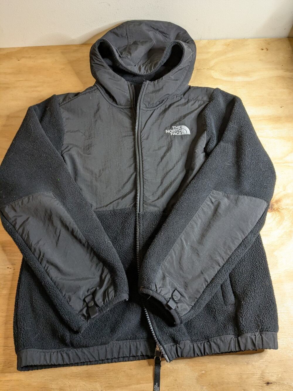 Girls North Face Coat Sz L Black Fleece Lined Windbreaker Full Zip Winter Coat